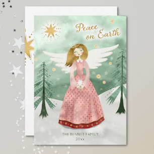 Cartes Pour Fêtes Annuelles Joli Angel de paix sur Terre Noël