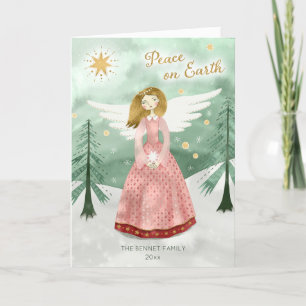 Cartes Pour Fêtes Annuelles Joli Angel Illustré Noël Plié