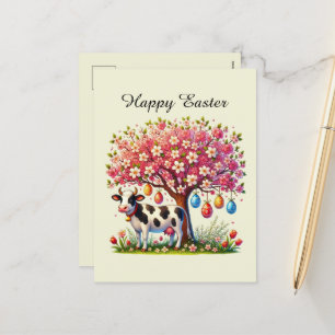 Cartes Pour Fêtes Annuelles Joli animal de ferme de vache de Pâques