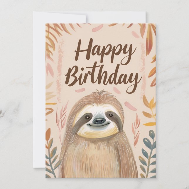 Cartes Pour Fêtes Annuelles Joli Anniversaire à Sloth (Devant)