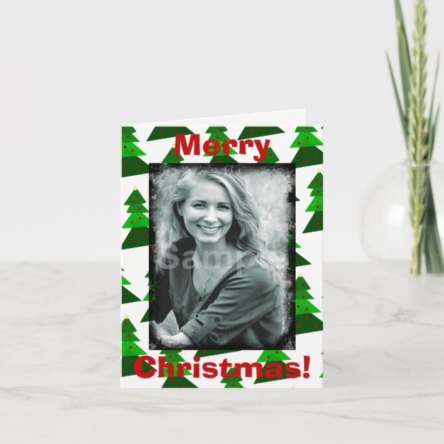 Cartes Pour Fêtes Annuelles Joli Arbres de Noël Ajouter Votre Photo (Devant)