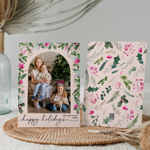 Cartes Pour Fêtes Annuelles Joli Arc botanique rose pâle 1 Photo