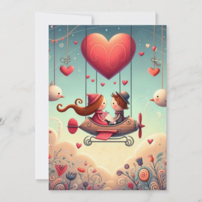 Cartes Pour Fêtes Annuelles Joli ballon de la Saint-Valentin fantaisiste  (Devant)