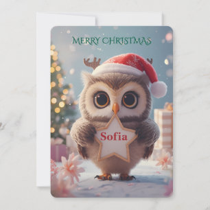 Cartes Pour Fêtes Annuelles Joli bébé hibou Noël Nom personnalisé