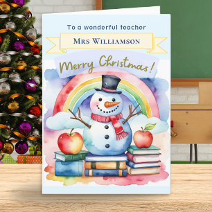 Cartes Pour Fêtes Annuelles Joli Bonhomme de Neige Aquarelle Joyeux Noël Ensei