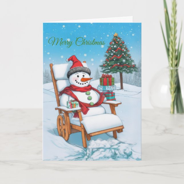 Cartes Pour Fêtes Annuelles Joli Bonhomme de Neige de Dessin Animé (Devant)