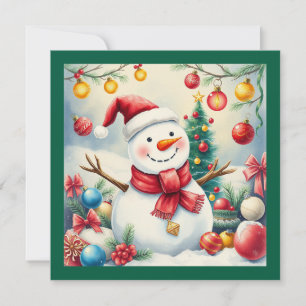 Cartes Pour Fêtes Annuelles Joli bonhomme de neige d'hiver Joyeux Noël non pho