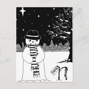Cartes Pour Fêtes Annuelles Joli bonhomme de neige noir & blanc illustration d