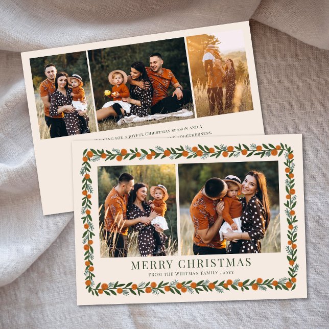Cartes Pour Fêtes Annuelles Joli cadre agrumes Horizontal 5 Photo Noël (Créateur téléchargé)