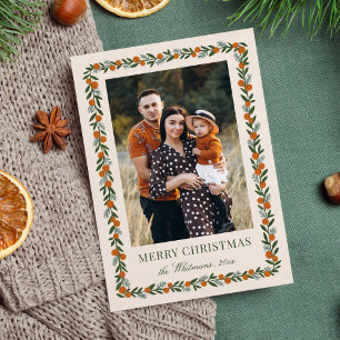 Cartes Pour Fêtes Annuelles Joli cadre d'agrumes peint Photo de Noël