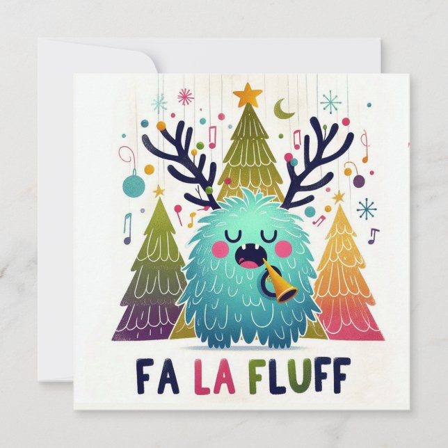 Cartes Pour Fêtes Annuelles Joli Caroler de Noël "fa la fluff" (Devant)