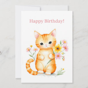 Cartes Pour Fêtes Annuelles Joli Cartoon Chat Kitten Anniversaire