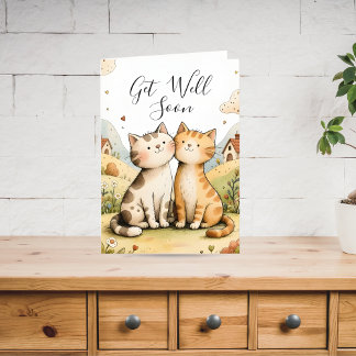 Cartes Pour Fêtes Annuelles Joli Chat Bon Rétablissement