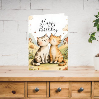 Cartes Pour Fêtes Annuelles Joli Chat Joyeux Anniversaire