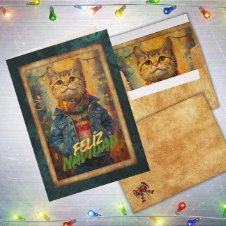 Cartes Pour Fêtes Annuelles Joli Chat Joyeux Noël