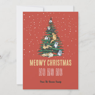 Cartes Pour Fêtes Annuelles Joli Chat Xmas Arbre Neige hiver Meowo Noël