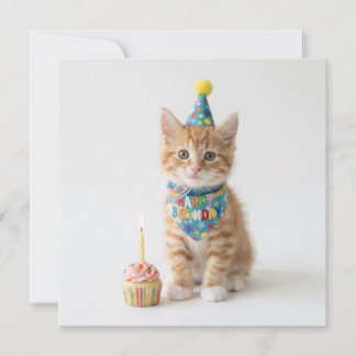 Cartes Pour Fêtes Annuelles Joli chaton avec un cupcake. Joyeux Anniversaire.