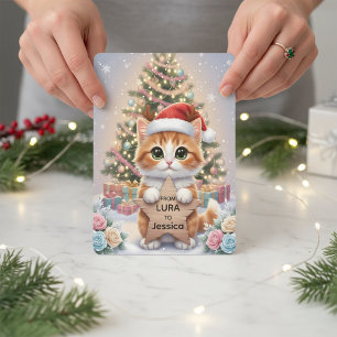 Cartes Pour Fêtes Annuelles Joli Chaton Orange Marbré Noël Personnalisé