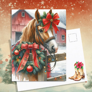 Cartes Pour Fêtes Annuelles Joli Cheval Brown dans Red Bow Noël