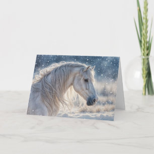 Cartes Pour Fêtes Annuelles Joli cheval en vacances Joyeuses Fêtes de neige