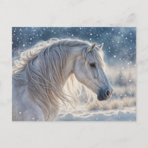 Cartes Pour Fêtes Annuelles Joli cheval en vacances Joyeuses Fêtes de neige
