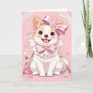 Cartes Pour Fêtes Annuelles Joli chien d'anime rose