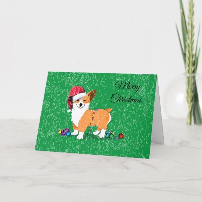 Cartes Pour Fêtes Annuelles Joli Chien de Noël Corgi (Devant)