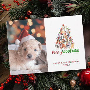 Cartes Pour Fêtes Annuelles Joli Chien de Noël Joyeux Woofmas Pet Photo