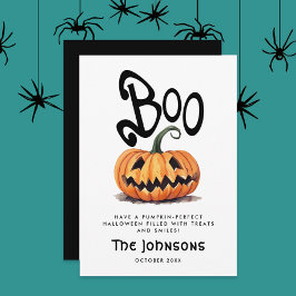 Cartes Pour Fêtes Annuelles Joli citrouille d'Halloween orange sculpté Spooky 