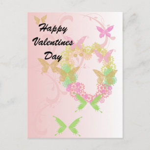 Cartes Pour Fêtes Annuelles Joli coeur floral et papillons Valentine