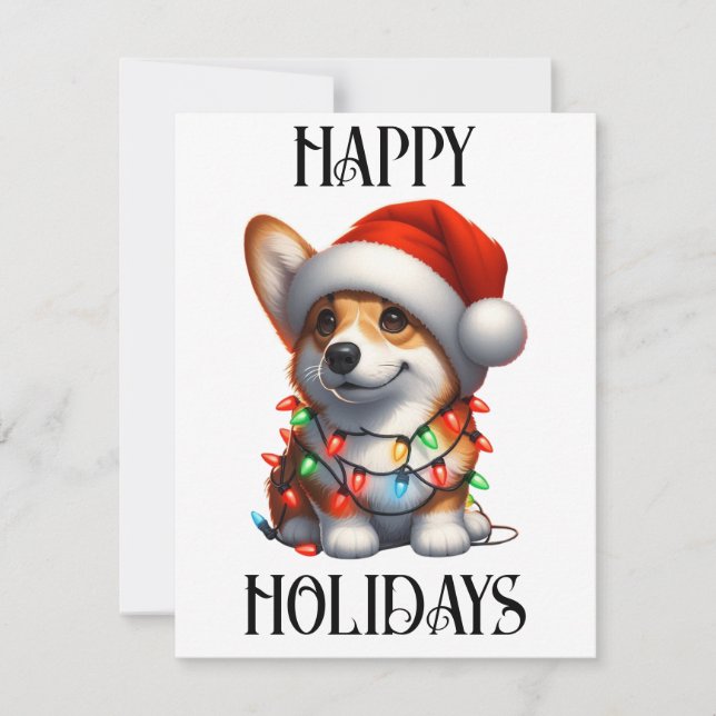 Cartes Pour Fêtes Annuelles Joli Corgi de Noël (Devant)