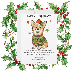 Cartes Pour Fêtes Annuelles Joli Corgi vilain pull de Renne de Noël