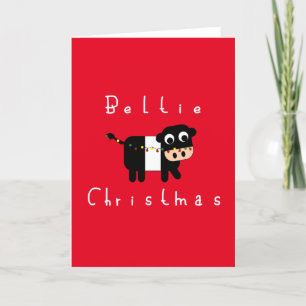 Cartes Pour Fêtes Annuelles Joli dessin Beltie Noël Ceinture Vache Galloway