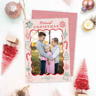 Cartes Pour Fêtes Annuelles Joli Doodles amusants Une photo Noël