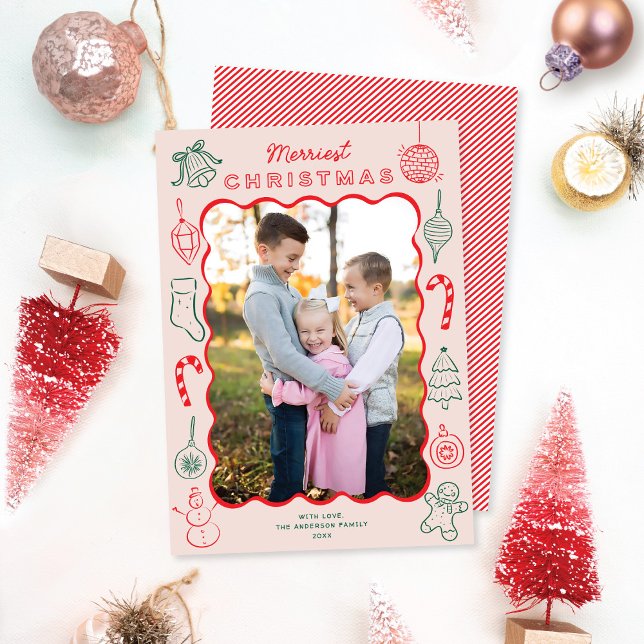 Cartes Pour Fêtes Annuelles Joli Doodles amusants Une photo Noël (Créateur téléchargé)