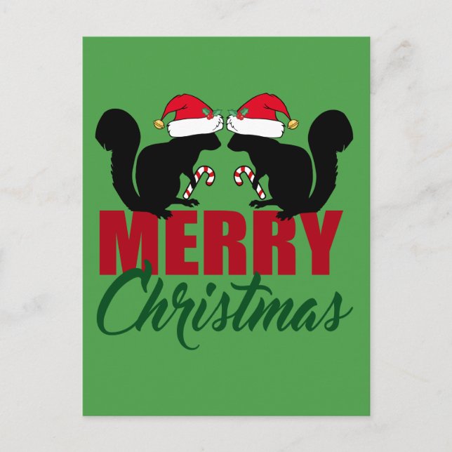 Cartes Pour Fêtes Annuelles Joli écureuil de Noël (Devant)