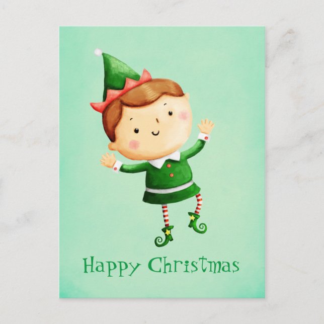Cartes Pour Fêtes Annuelles Joli elfe de Noël (Devant)