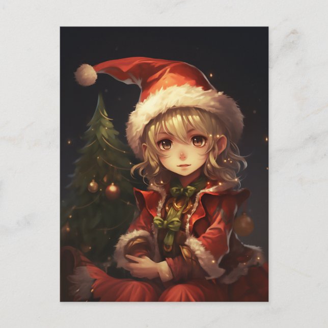 Cartes Pour Fêtes Annuelles Joli elfe de Noël (Devant)