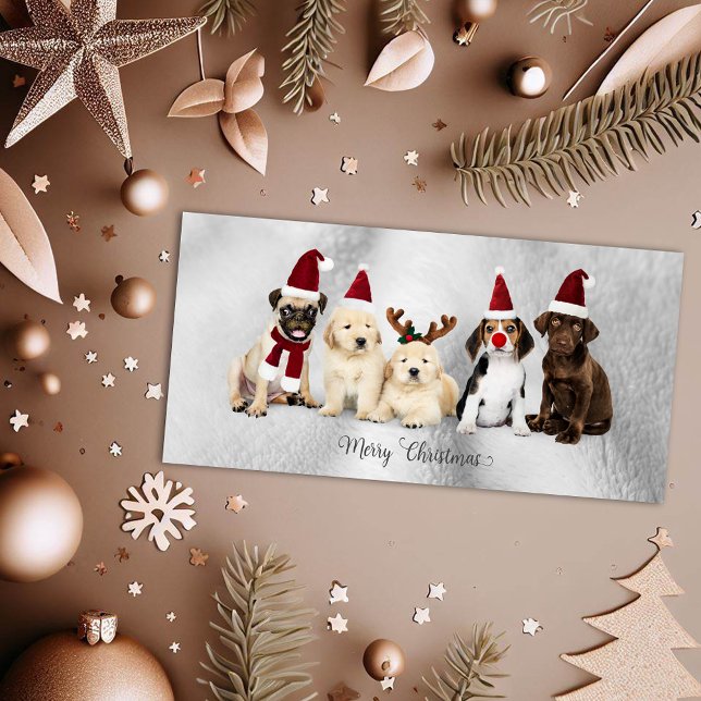 Cartes Pour Fêtes Annuelles Joli elfes de Noël et chiots Rudolph (Créateur téléchargé)