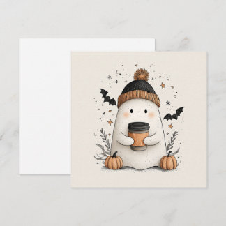 Cartes Pour Fêtes Annuelles Joli Fantôme avec Latte de Citrouille – Automne Co