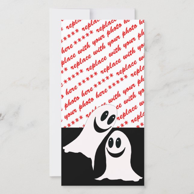 Cartes Pour Fêtes Annuelles Joli Fantômes de dessin d'Halloween (Devant)