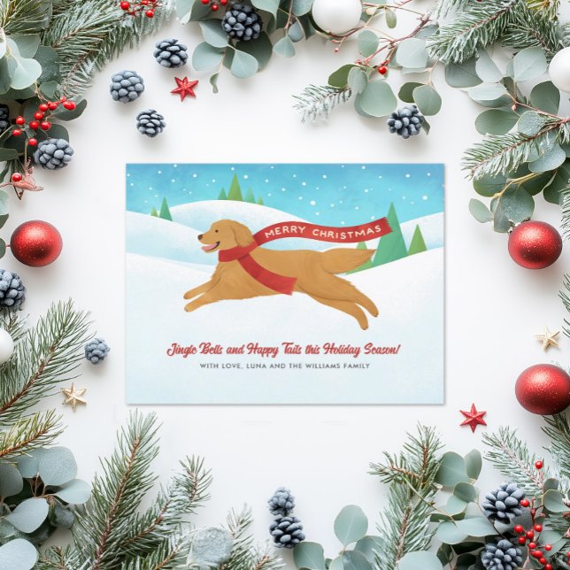 Cartes Pour Fêtes Annuelles Joli Golden Retriever Chien neige Noël (Créateur téléchargé)