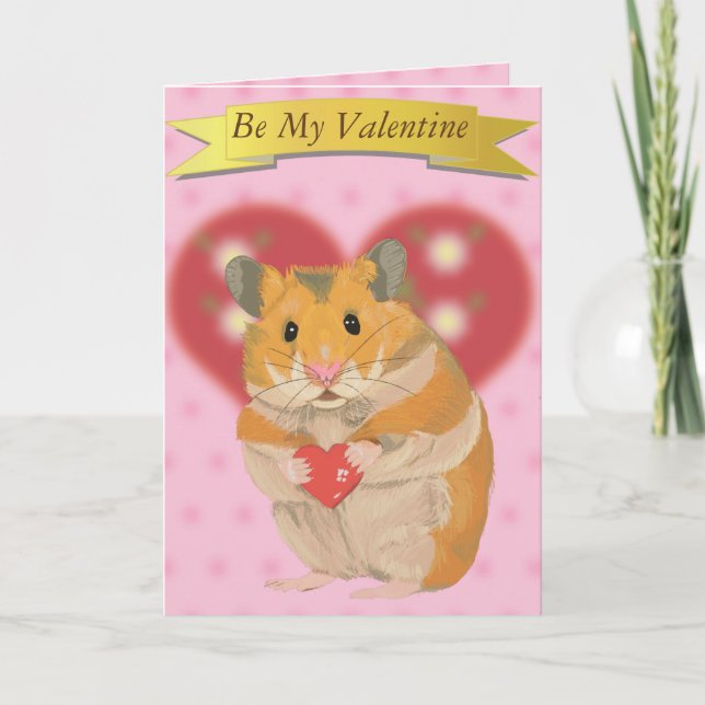Cartes Pour Fêtes Annuelles Joli hamster doré tenant un cœur (Devant)
