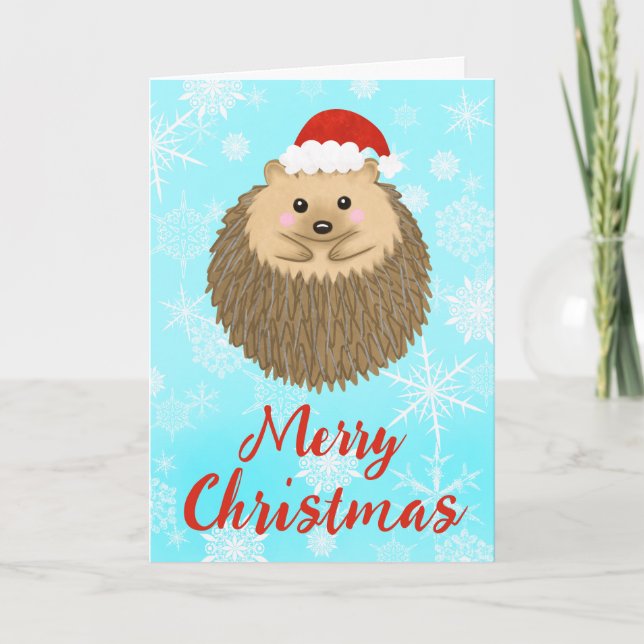 Cartes Pour Fêtes Annuelles Joli hérisson de Noël (Devant)