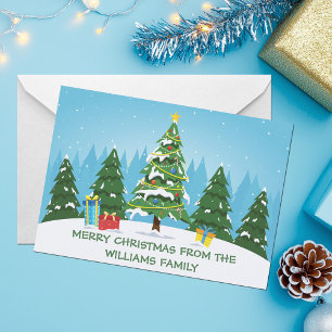 Cartes Pour Fêtes Annuelles Joli Joyeux Arbres de Noël sur mesure Bleu