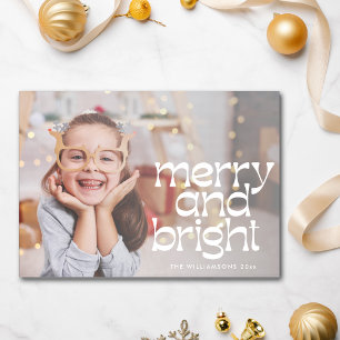 Cartes Pour Fêtes Annuelles Joli Joyeux texte blanc brillant superposition pho