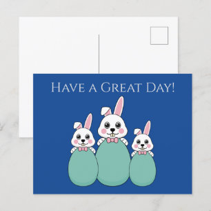 Cartes Pour Fêtes Annuelles Joli lapin blanc tenant l'oeuf de Pâques   Personn