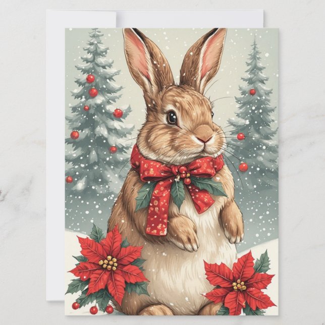 Cartes Pour Fêtes Annuelles Joli lapin de Noël  (Devant)