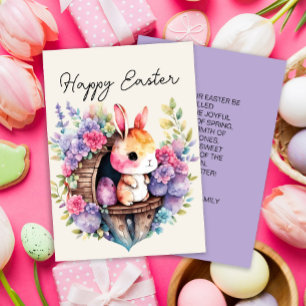 Cartes Pour Fêtes Annuelles Joli lapin de Pâques Famille Nom