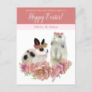 Cartes Pour Fêtes Annuelles Joli Lapin De Printemps De Pâques Rose